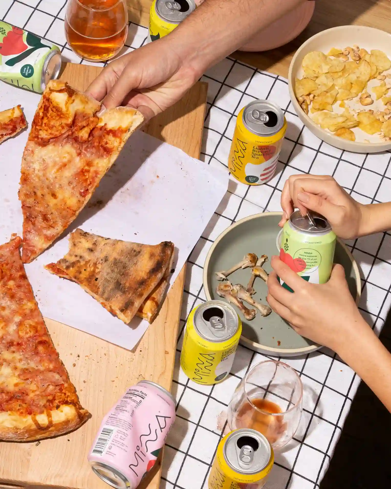 Pizza brand moodboard with shared dining and expressive street visual references