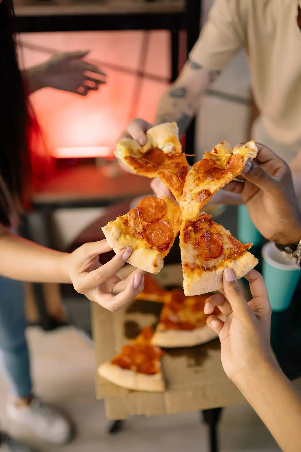 REFLEX pizza campaign poster with loud brand copy and graphic pizza imagery