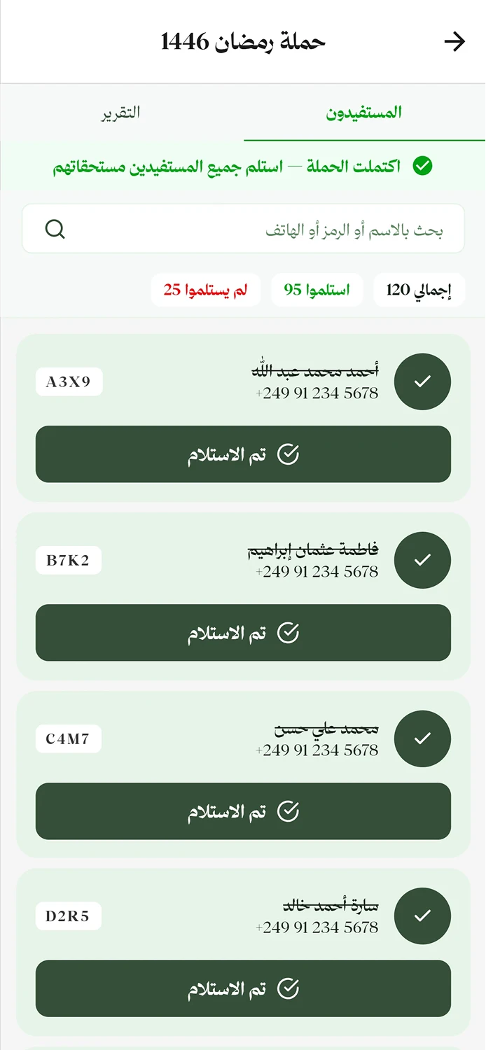 Arabic campaign detail screen for the viewer role