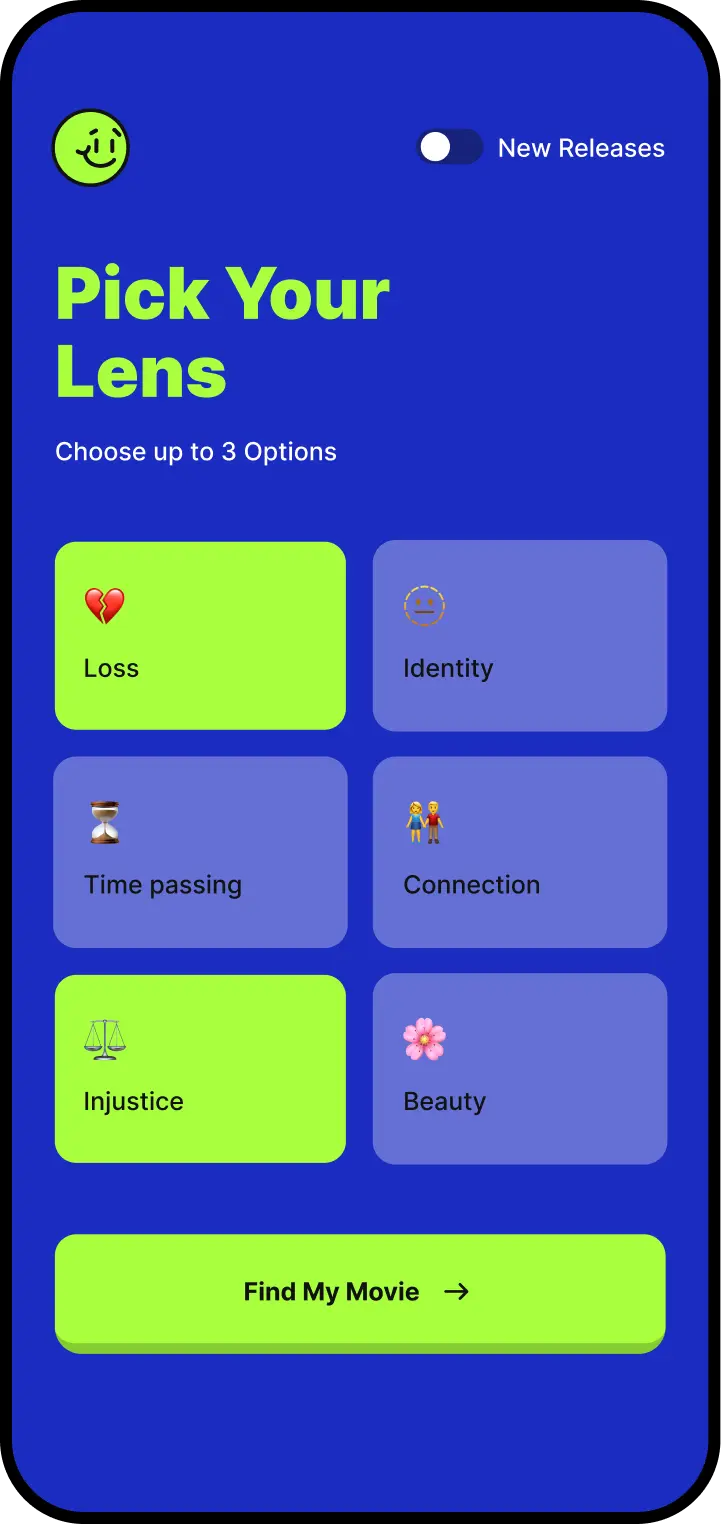 Moodie curious interface state with playful bright visual pairings