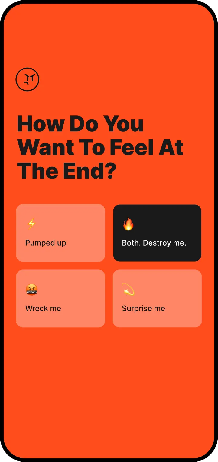 Moodie prompt screen using characterful copy for a small interface moment